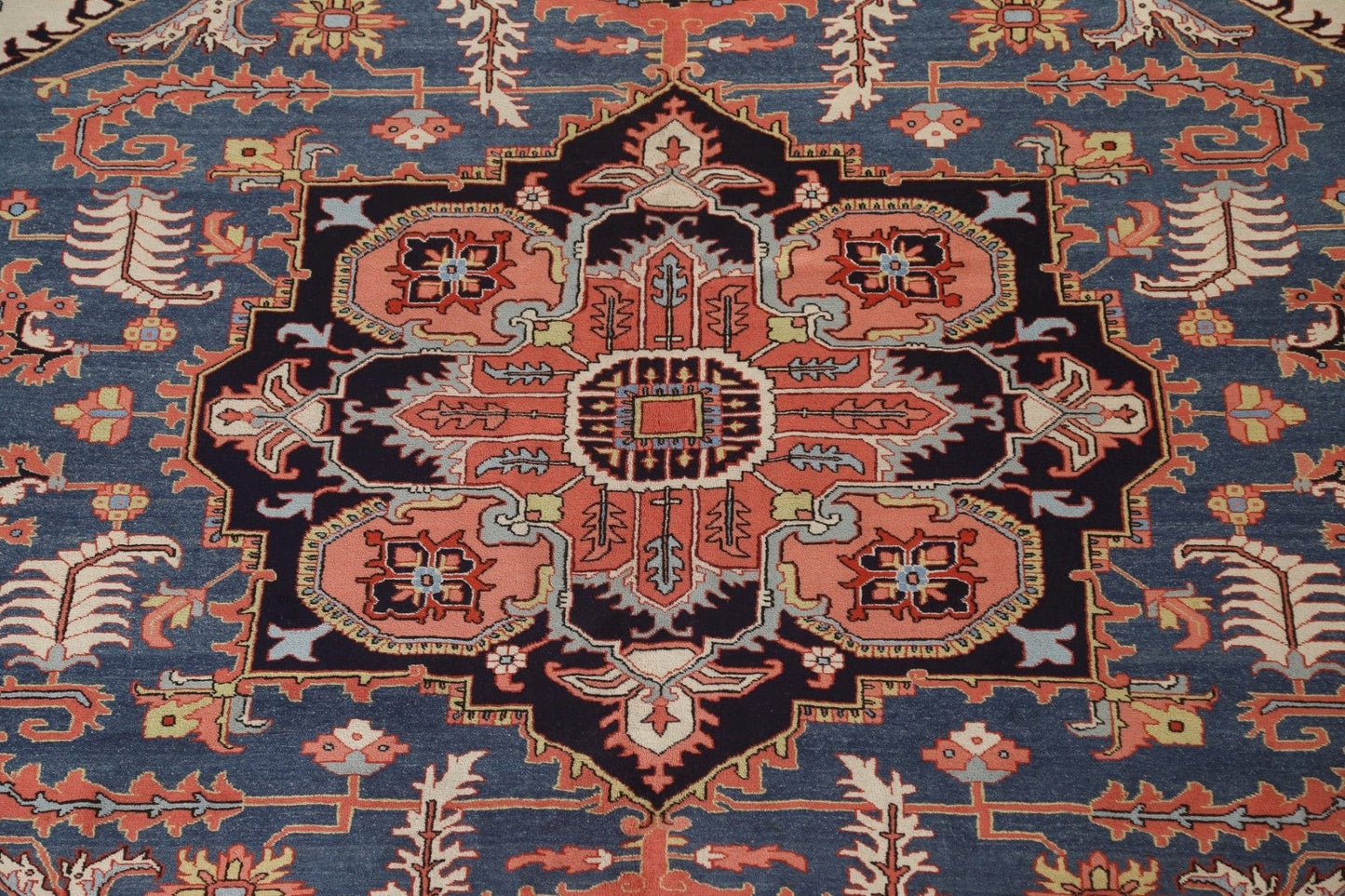 Vegetable Dye Geometric Heriz Large Persian Rug 11x14