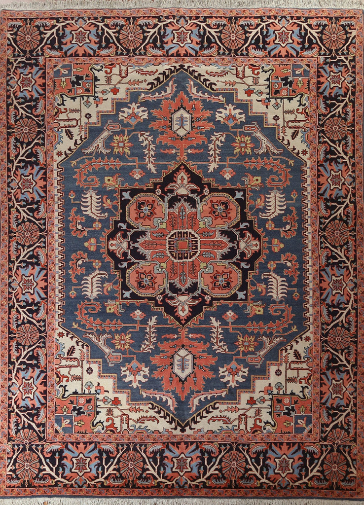 Vegetable Dye Geometric Heriz Large Persian Rug 11x14