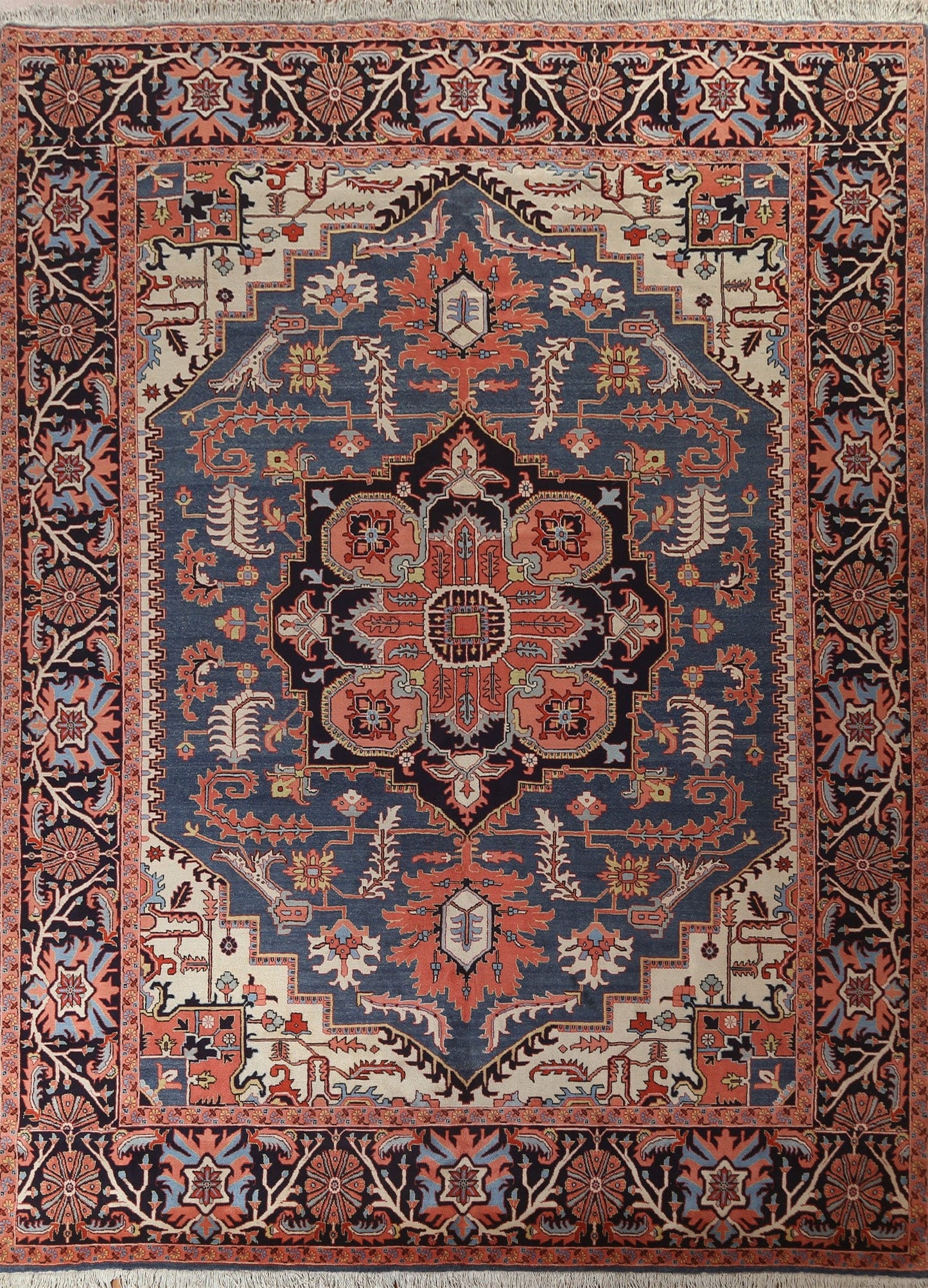 Vegetable Dye Geometric Heriz Large Persian Rug 11x14