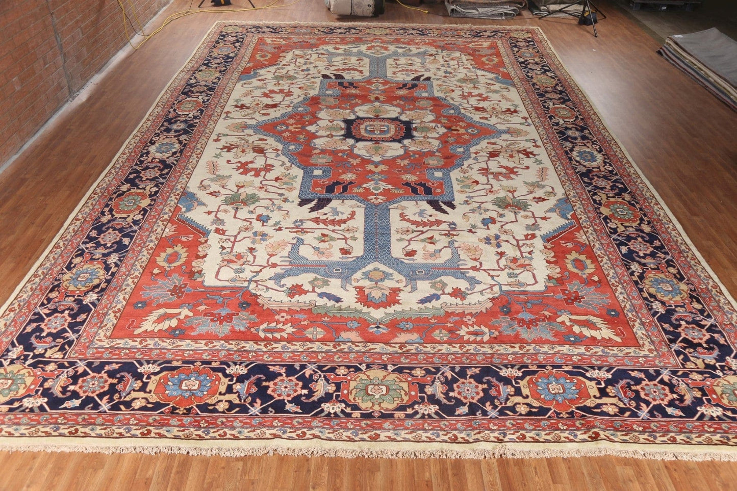 Madder Vegetable Dye Large Heriz Serapi Persian Rug 16x25