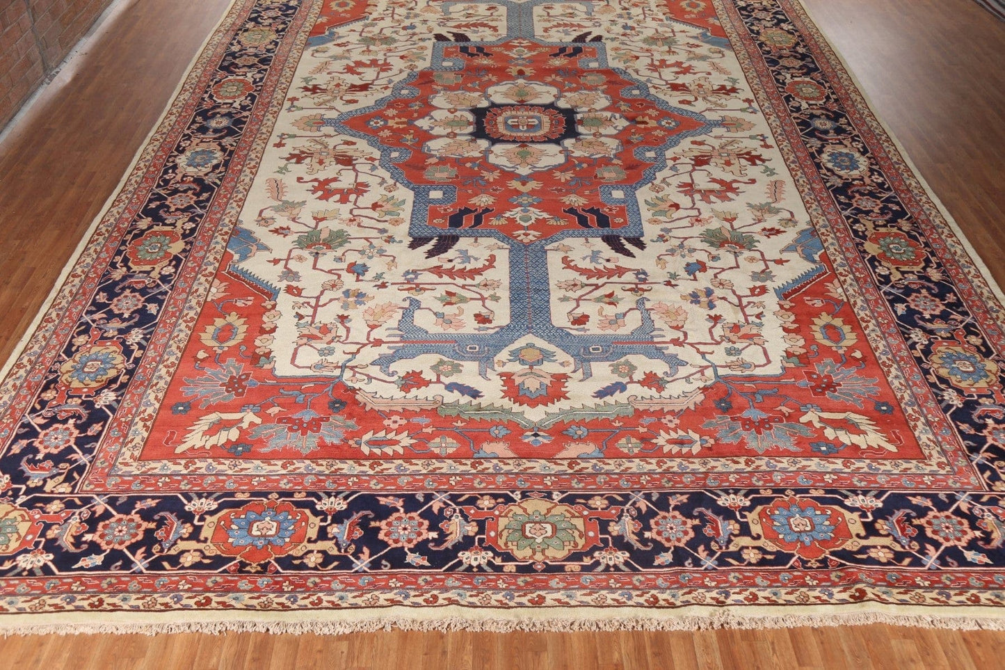 Madder Vegetable Dye Large Heriz Serapi Persian Rug 16x25