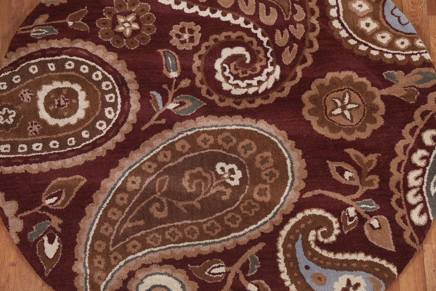 Paisley Agra Oriental Area Rug 5x5 Round