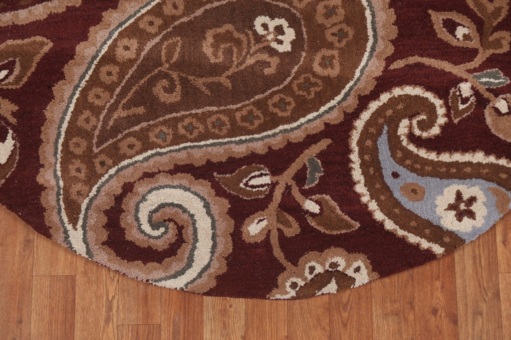 Paisley Agra Oriental Area Rug 5x5 Round