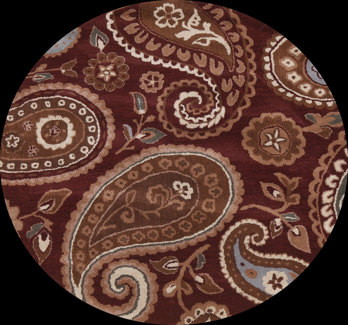 Paisley Agra Oriental Area Rug 5x5 Round