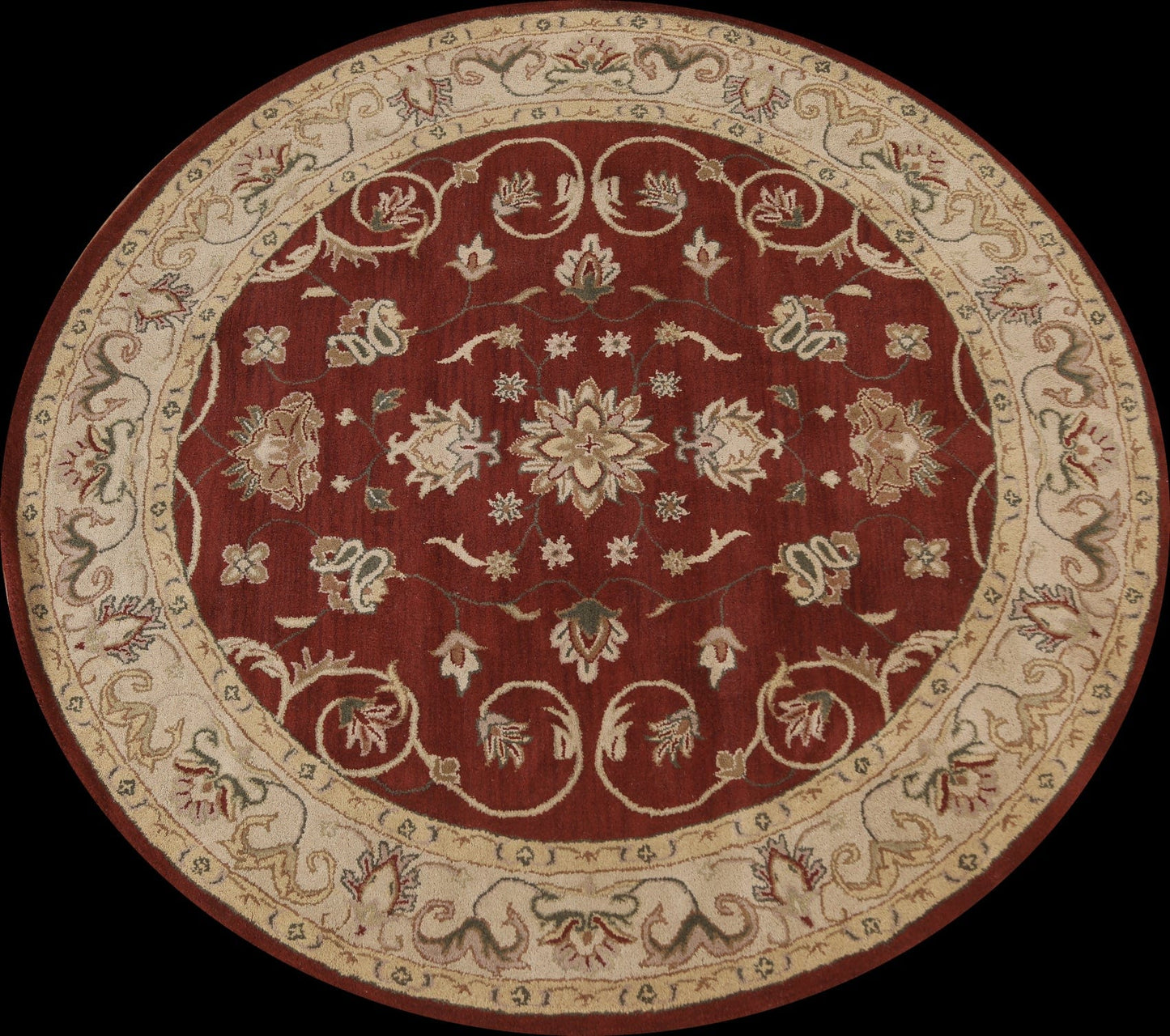 Red Floral Agra Oriental Round Rug 8x8