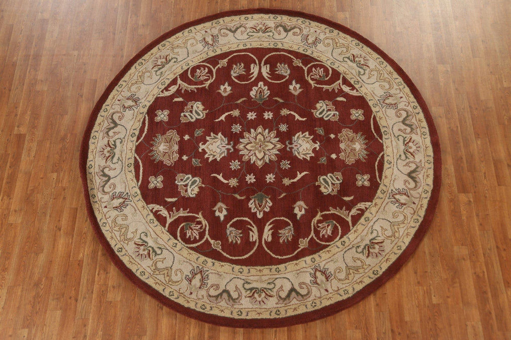 Red Floral Agra Oriental Round Rug 8x8