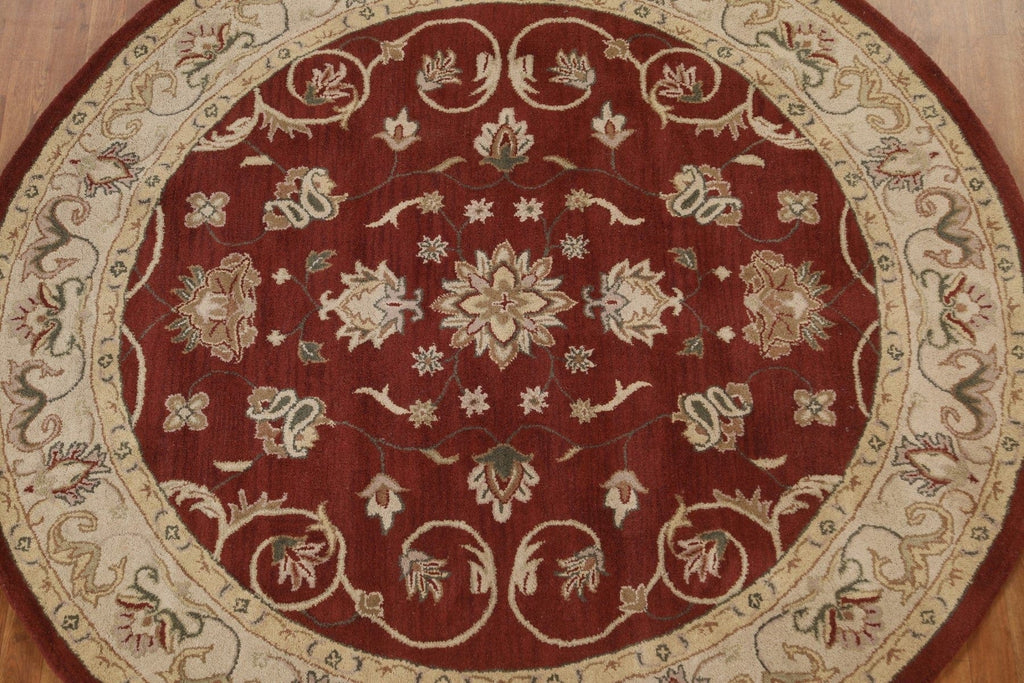 Red Floral Agra Oriental Round Rug 8x8