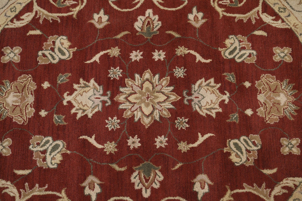 Red Floral Agra Oriental Round Rug 8x8