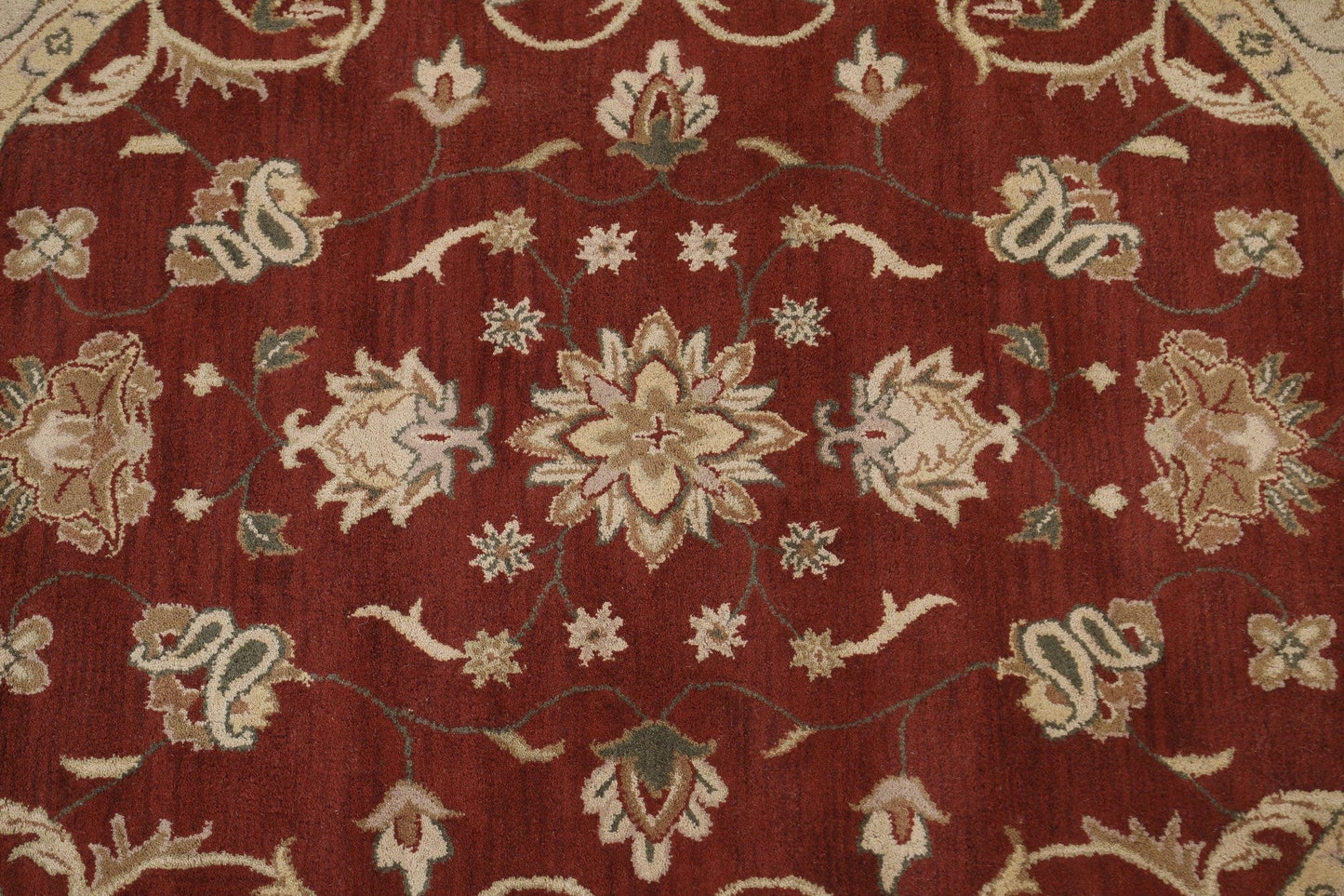 Red Floral Agra Oriental Round Rug 8x8