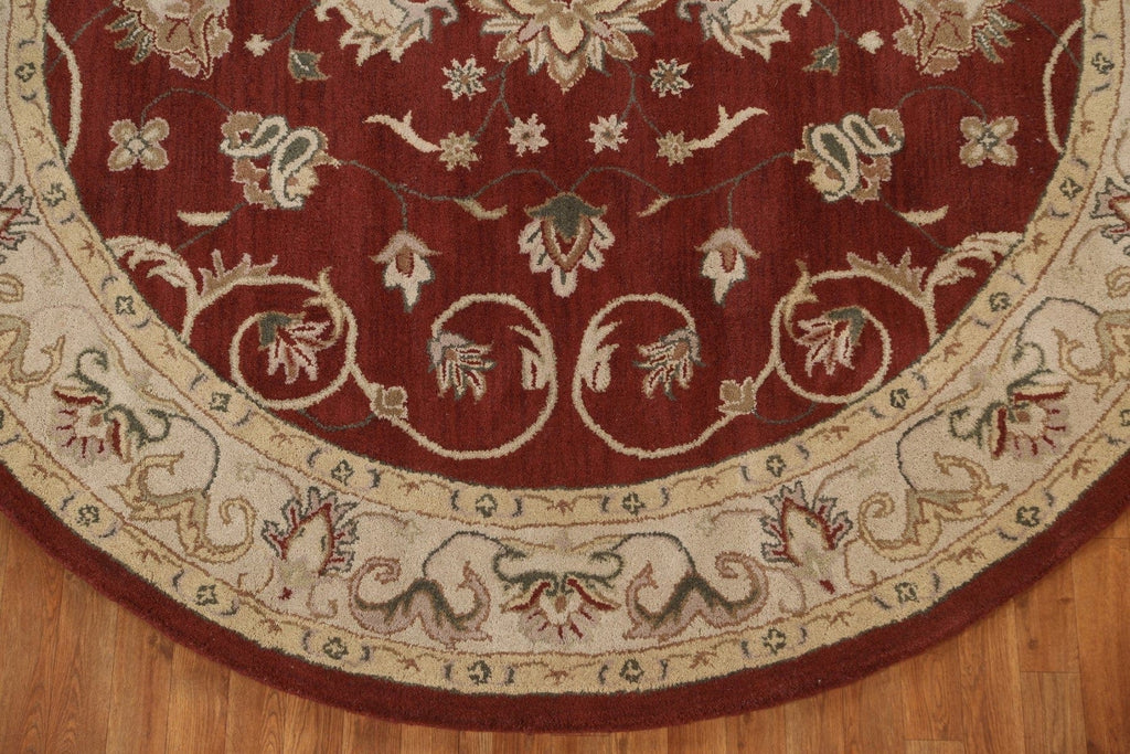 Red Floral Agra Oriental Round Rug 8x8