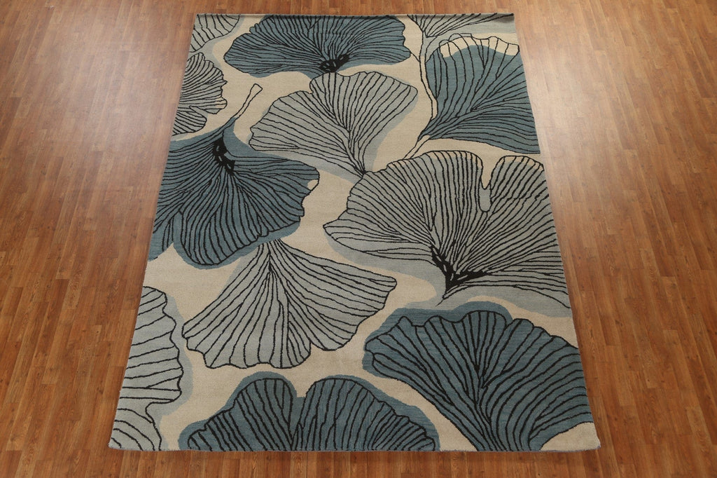 Nature Print Abstract Oriental Area Rug 8x11