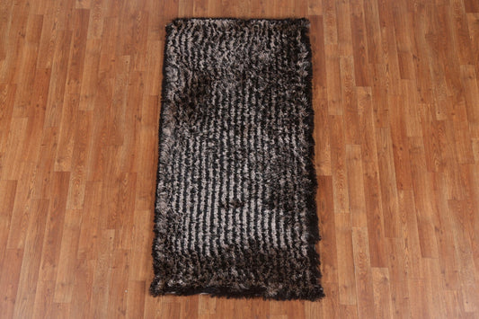 Striped Shaggy Oriental Area Rug 3x5