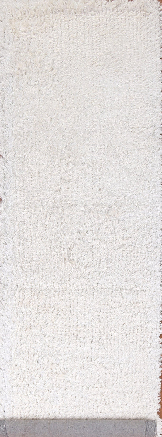 Solid Shaggy Oriental Runner Rug 3x13