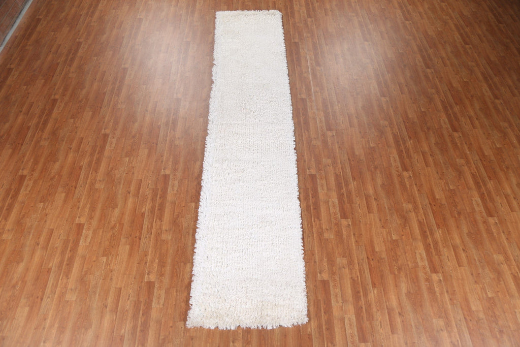 Solid Shaggy Oriental Runner Rug 3x13