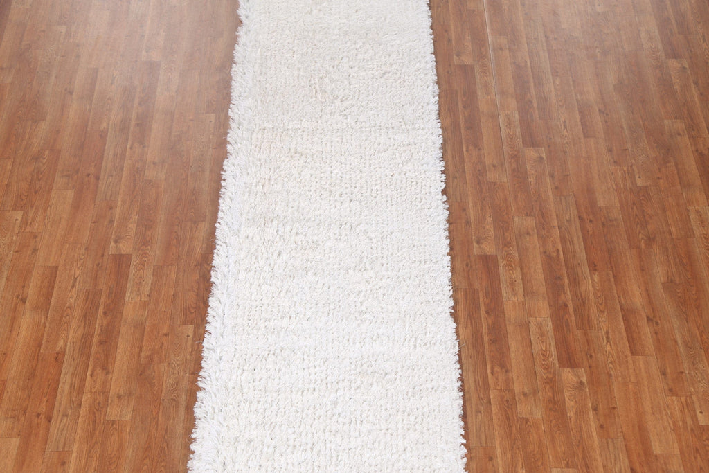 Solid Shaggy Oriental Runner Rug 3x13