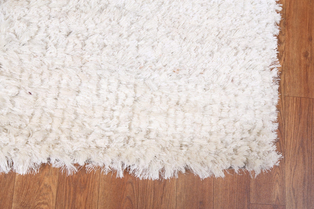 Solid Shaggy Oriental Runner Rug 3x13