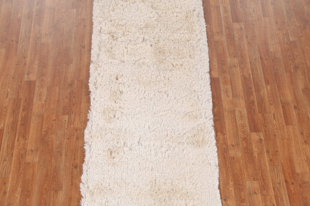 Solid Shaggy Oriental Runner Rug 3x9