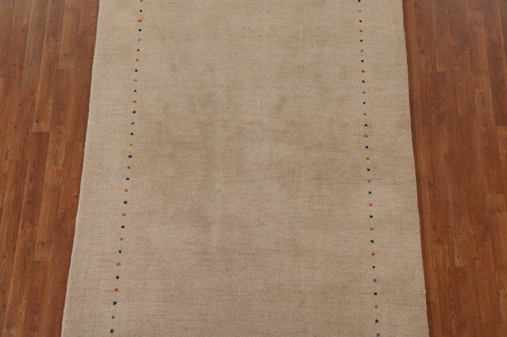 Beige Wool Gabbeh Oriental Area Rug 5x8