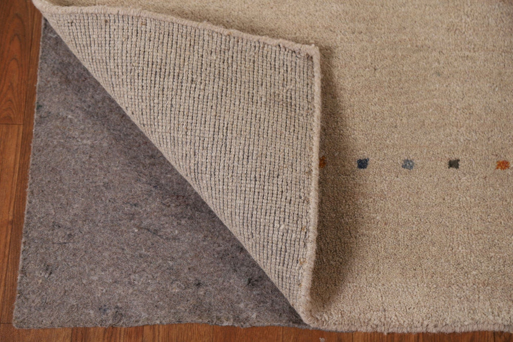 Beige Wool Gabbeh Oriental Area Rug 5x8