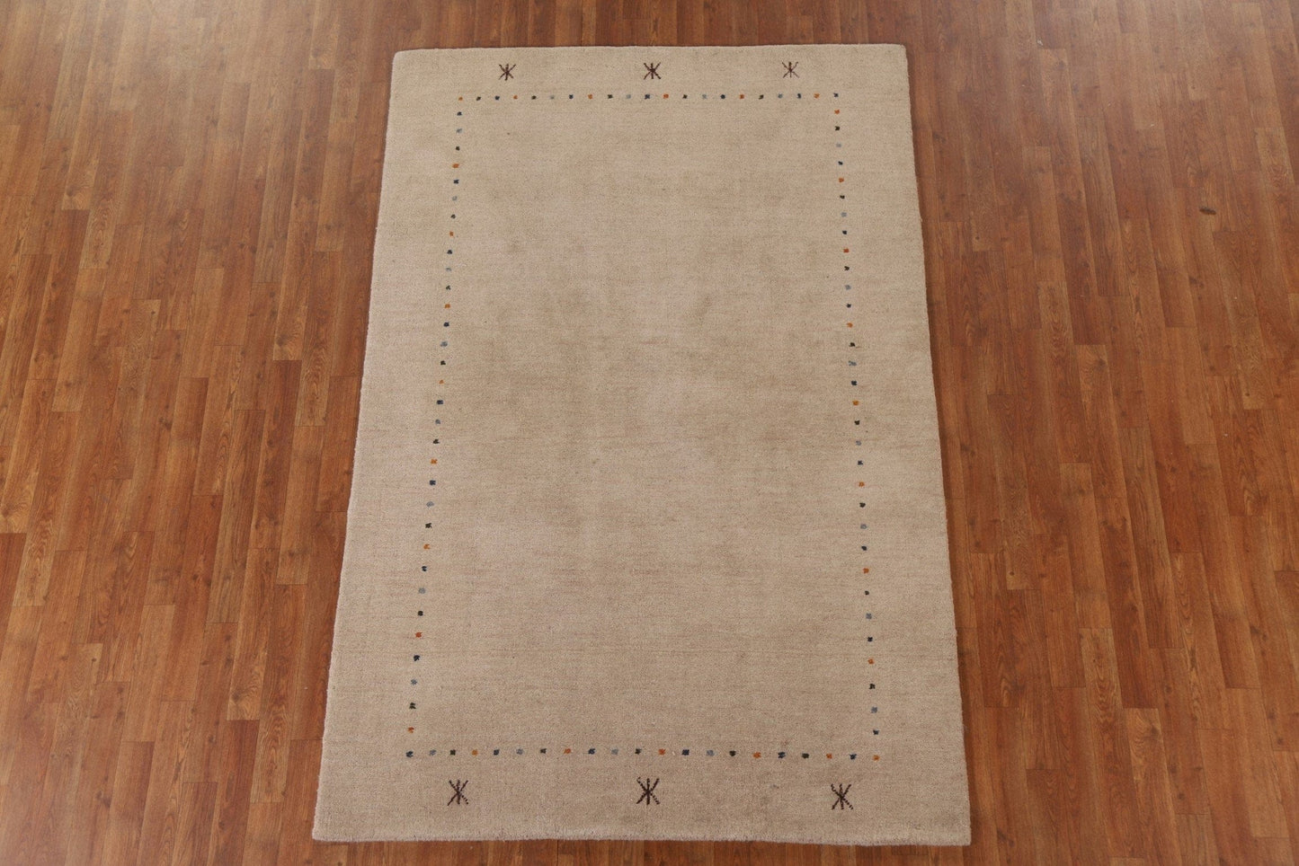 Beige Wool Gabbeh Oriental Area Rug 5x8