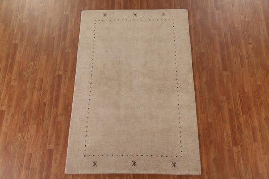 Beige Wool Gabbeh Oriental Area Rug 5x8