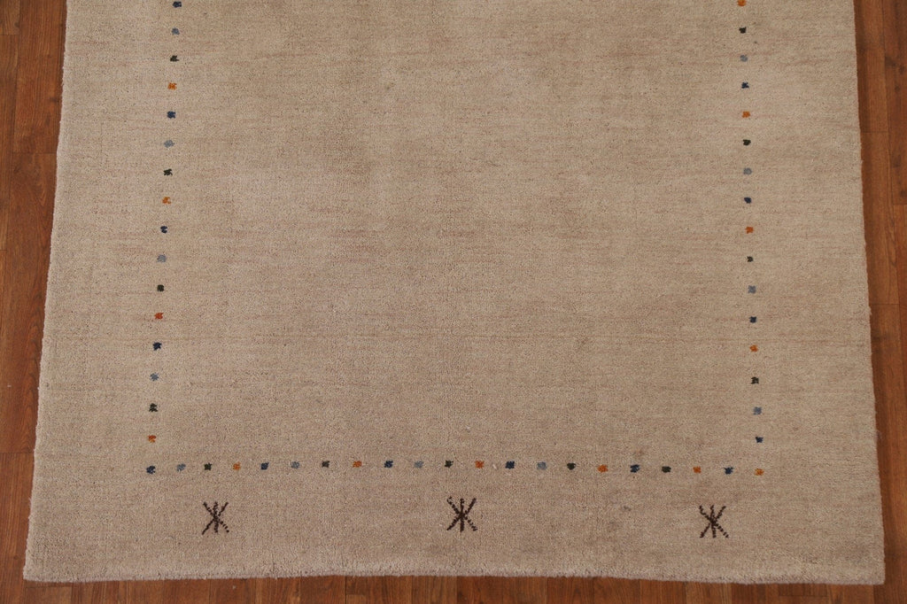 Beige Wool Gabbeh Oriental Area Rug 5x8