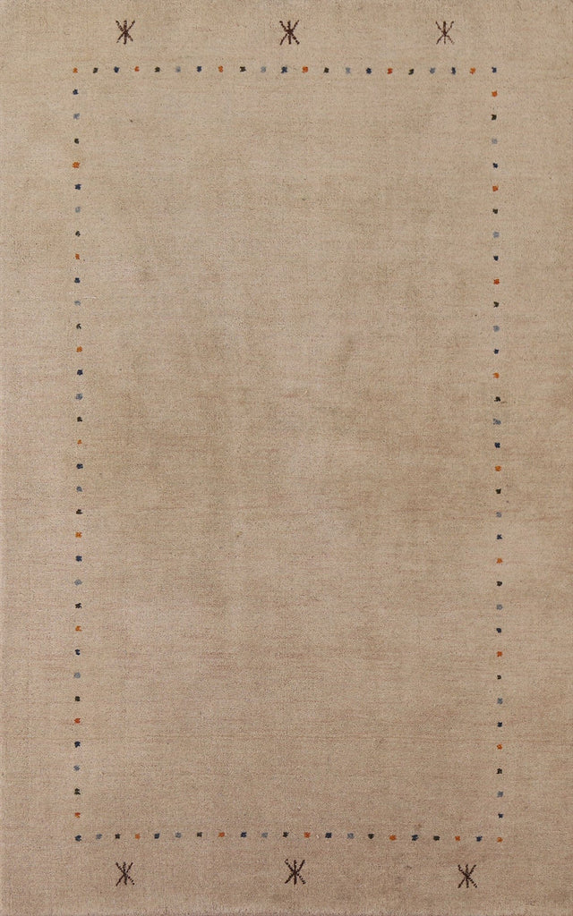 Beige Wool Gabbeh Oriental Area Rug 5x8