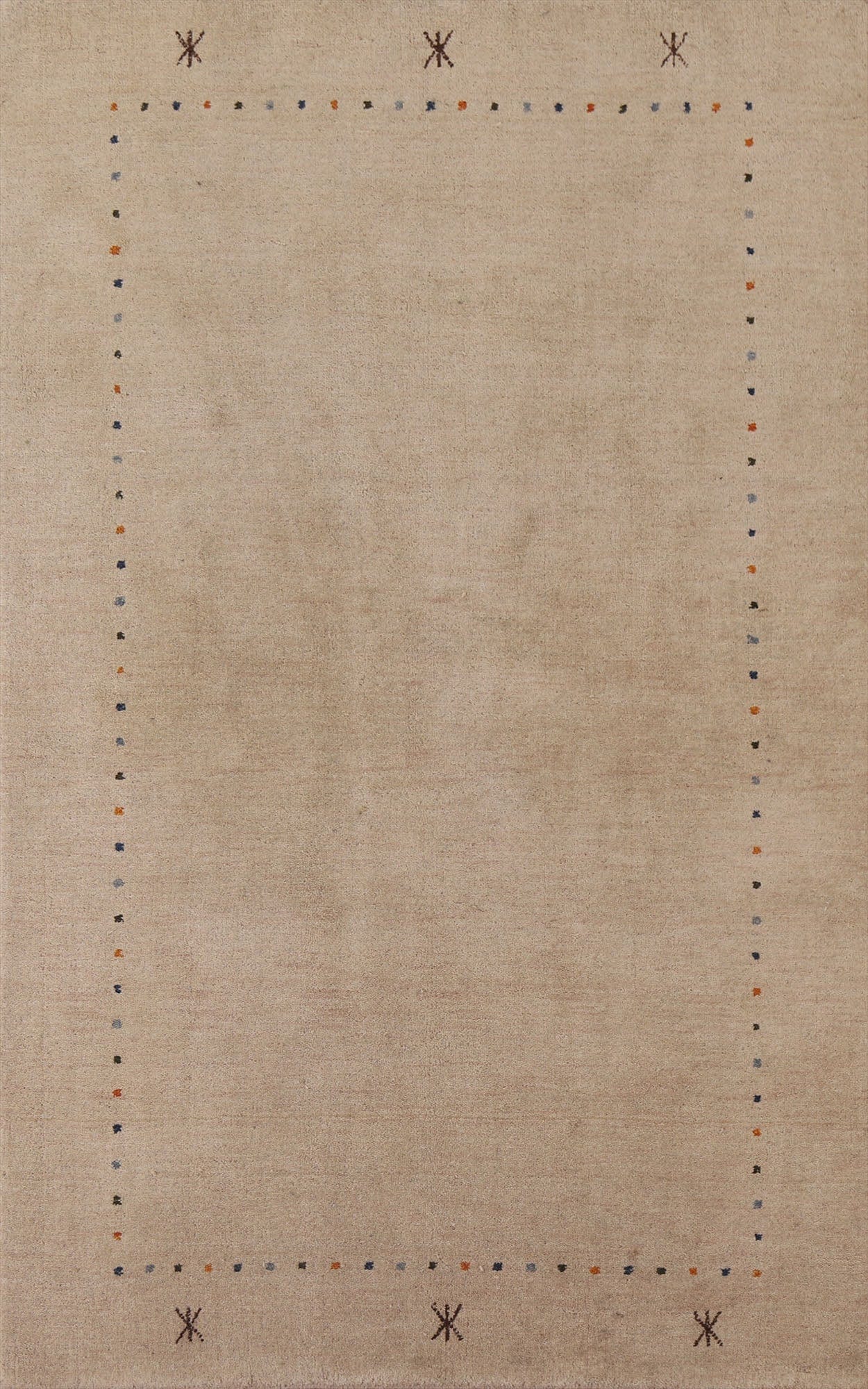 Beige Wool Gabbeh Oriental Area Rug 5x8