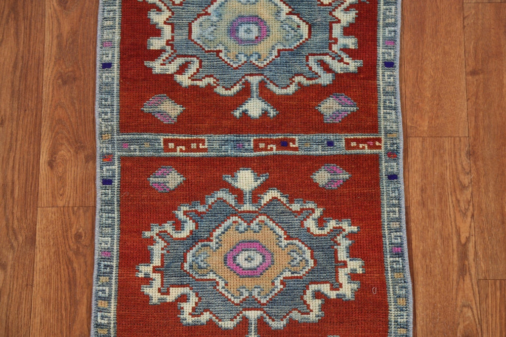 Geometric Red Anatolian Turkish Wool Rug 1x2