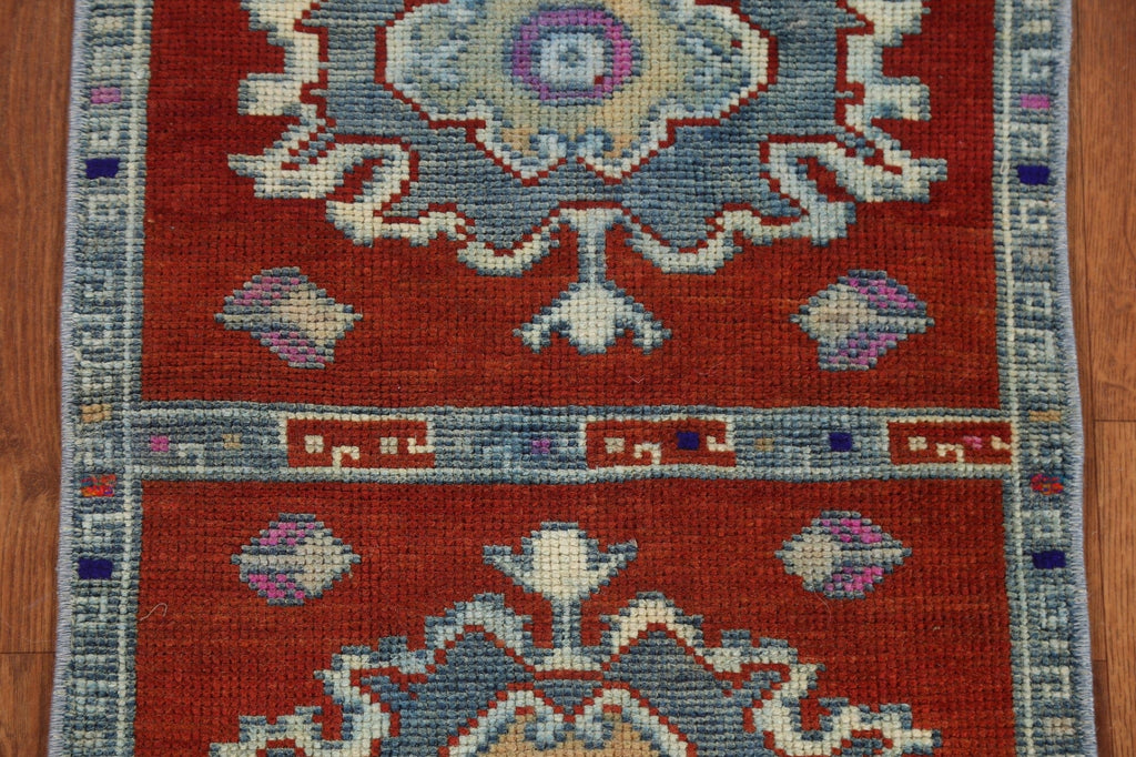 Geometric Red Anatolian Turkish Wool Rug 1x2