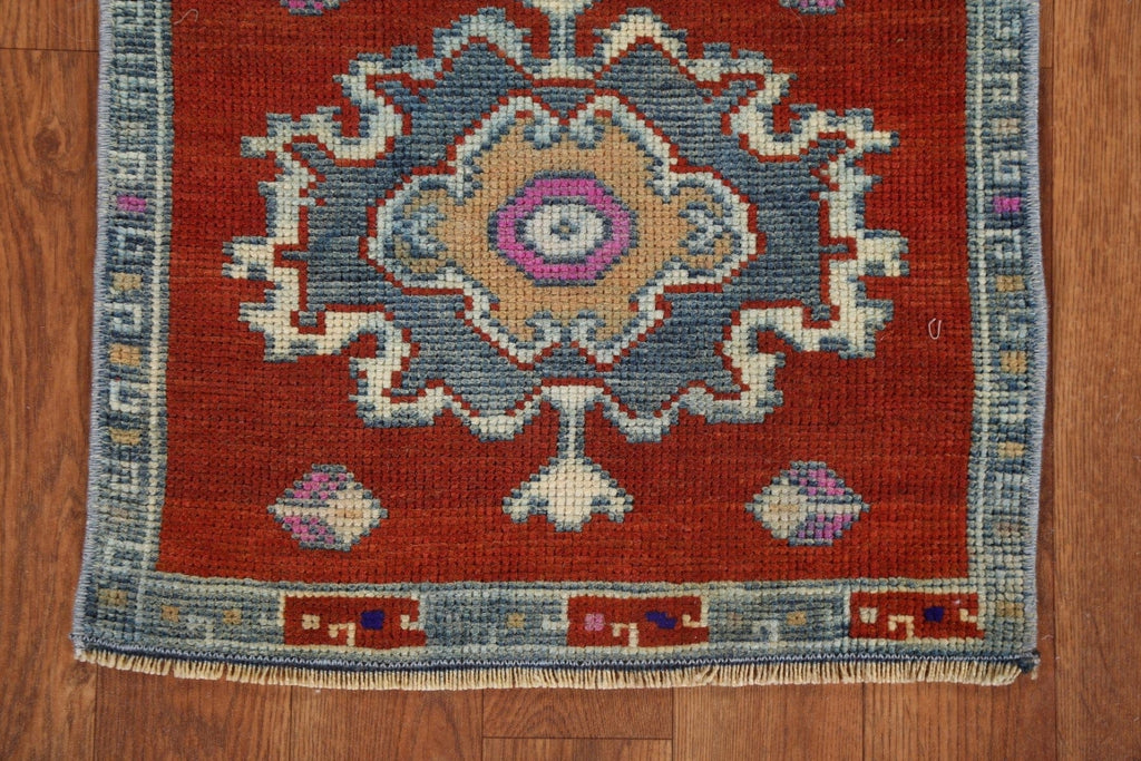 Geometric Red Anatolian Turkish Wool Rug 1x2