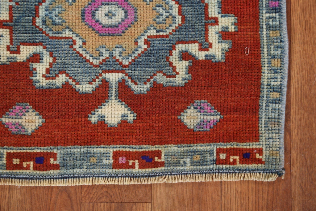 Geometric Red Anatolian Turkish Wool Rug 1x2