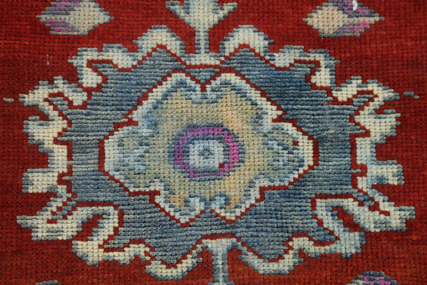 Geometric Red Anatolian Turkish Wool Rug 1x2