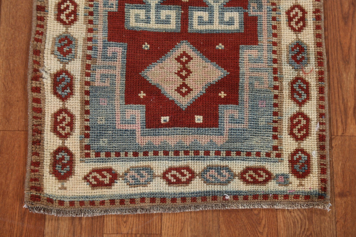 Vegetable Dye Red Oushak Wool Turkish Rug 1x3