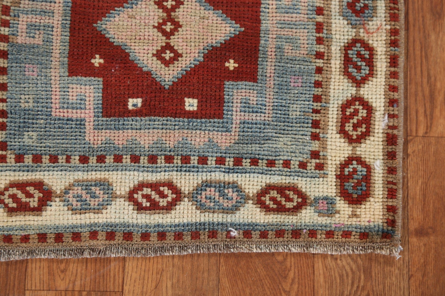 Vegetable Dye Red Oushak Wool Turkish Rug 1x3