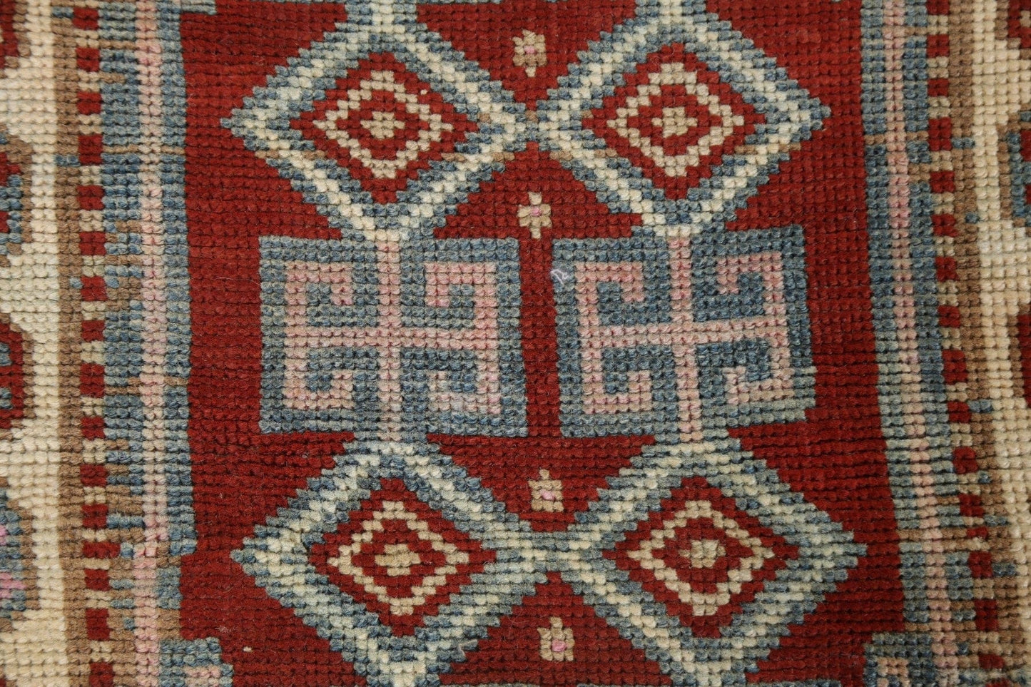 Vegetable Dye Red Oushak Wool Turkish Rug 1x3