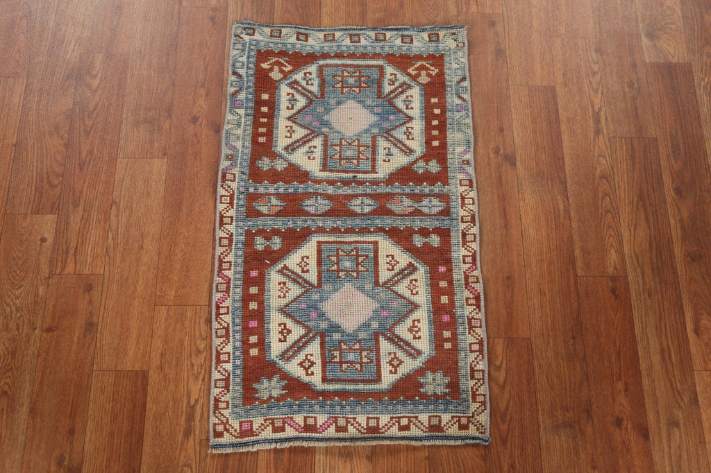 Geometric Anatolian Oriental Wool Rug 1x2