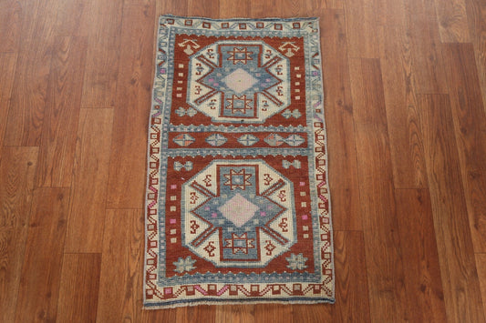 Geometric Anatolian Oriental Wool Rug 1x2