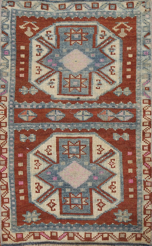 Geometric Anatolian Oriental Wool Rug 1x2