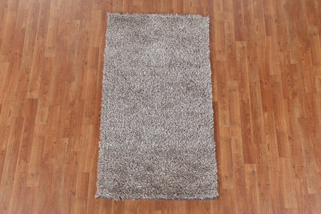 Champagne Contemporary Shaggy Oriental Area Rug 3x5