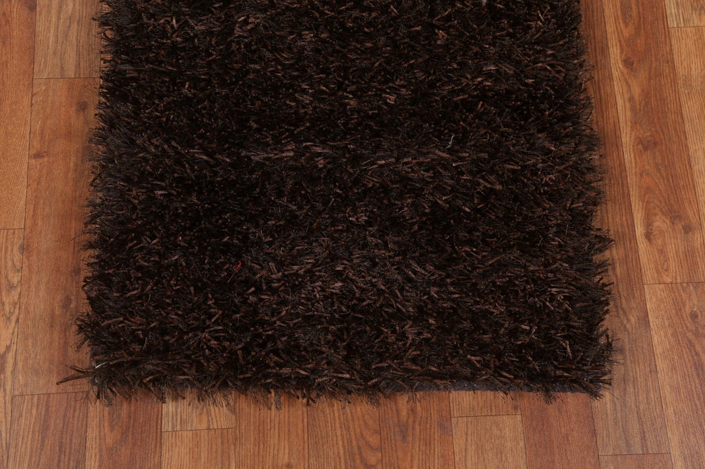 Dark Brown Shaggy Oriental Area Rug 2x4