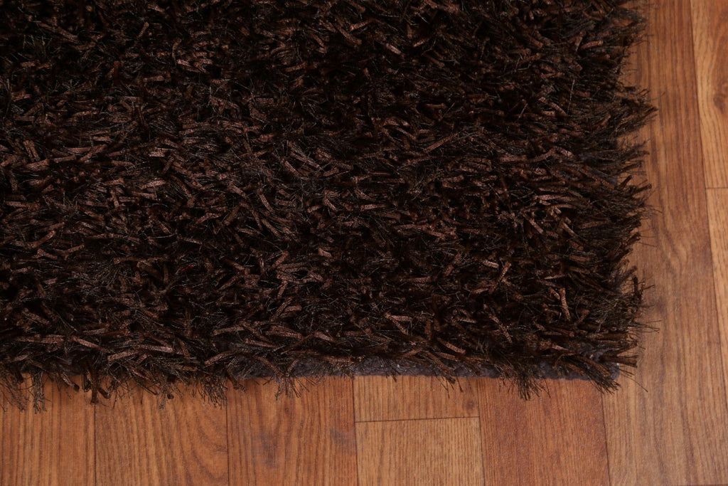 Dark Brown Shaggy Oriental Area Rug 2x4