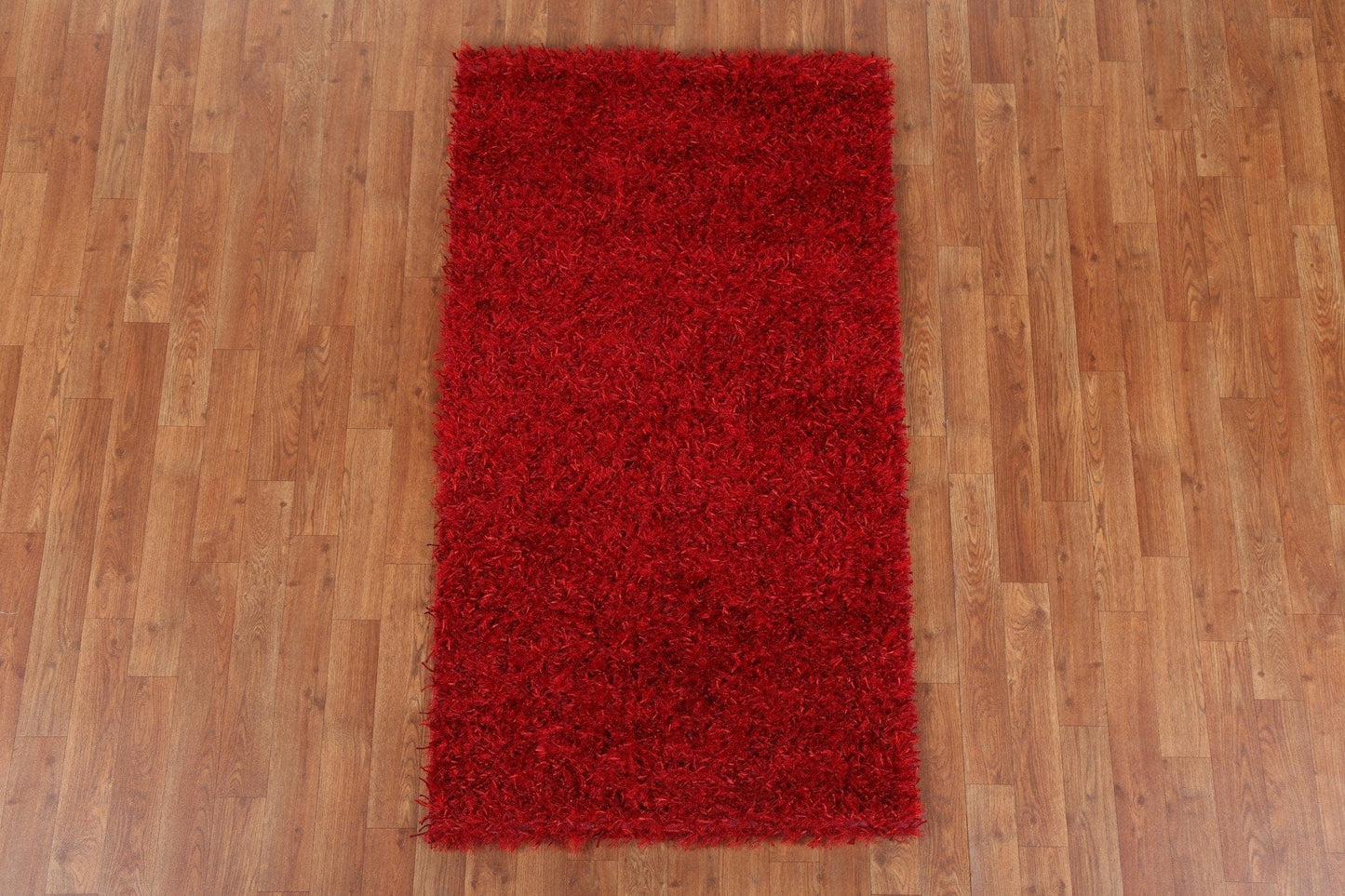 Red Shaggy Oriental Area Rug 3x5