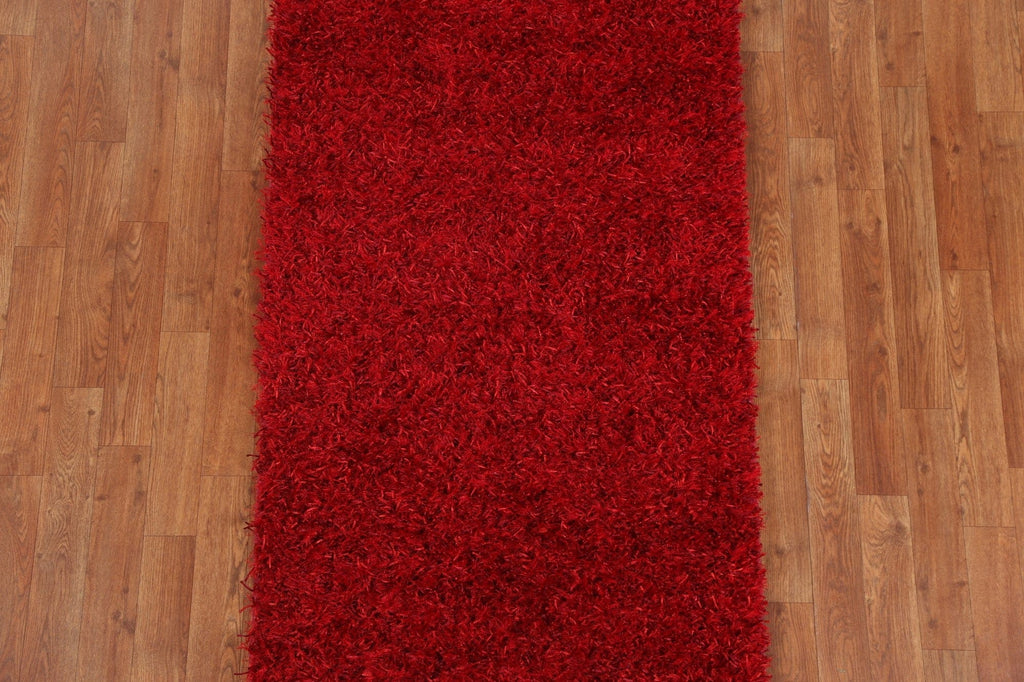 Red Shaggy Oriental Area Rug 3x5