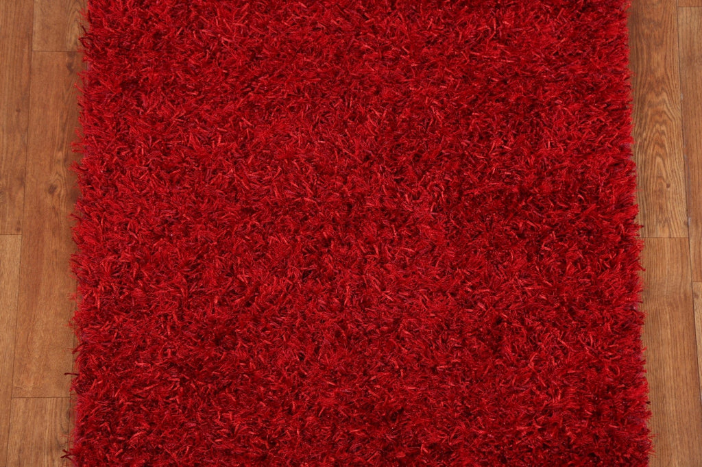 Red Shaggy Oriental Area Rug 3x5