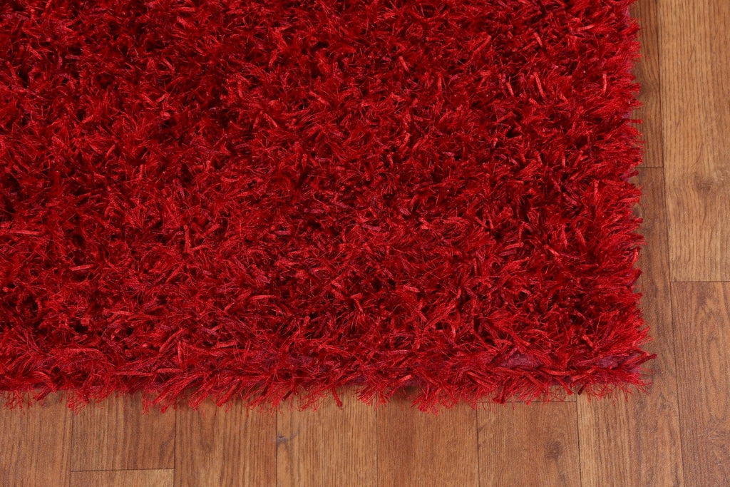 Red Shaggy Oriental Area Rug 3x5