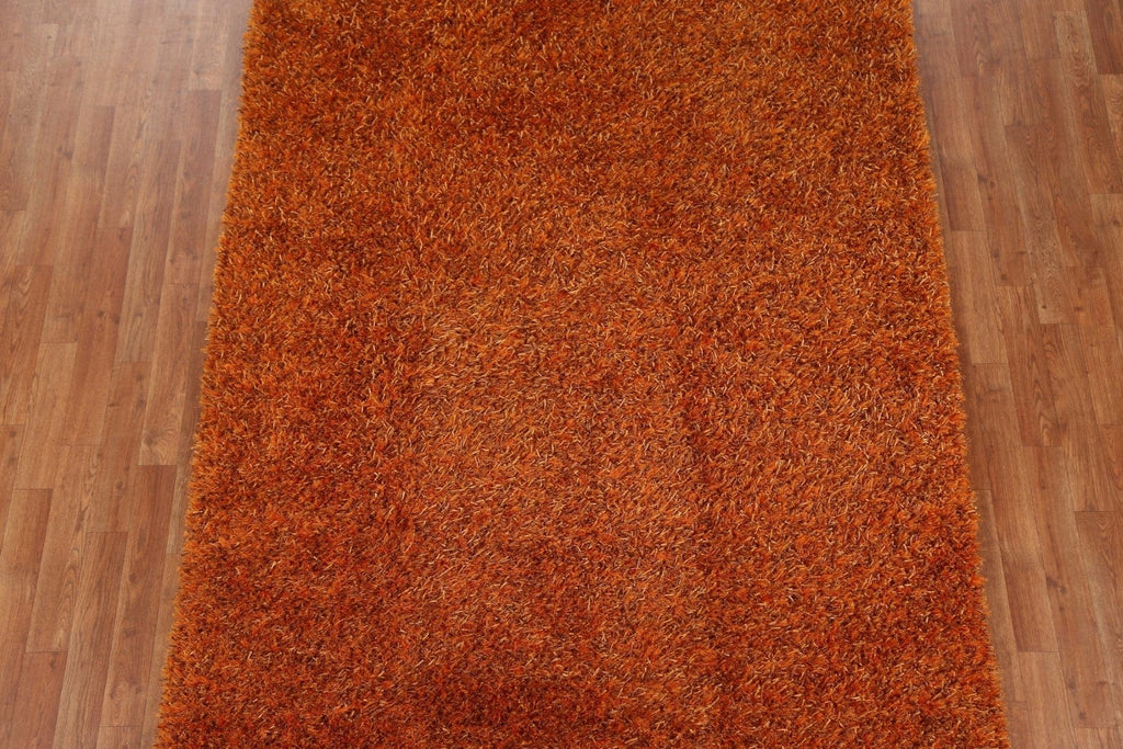 Orange Shaggy Oriental Area Rug 5x8