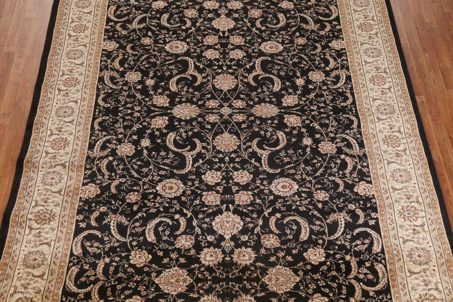 Black Floral Tabriz Oriental Area Rug 9x12