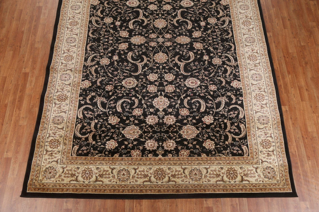 Black Floral Tabriz Oriental Area Rug 9x12