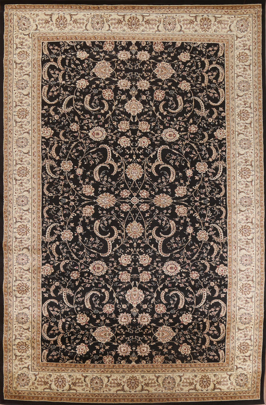 Black Floral Tabriz Oriental Area Rug 9x12